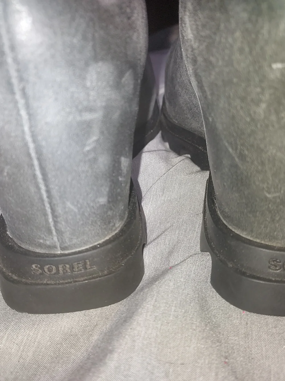 Sorel Gray Suede Platform Ankle Boots
